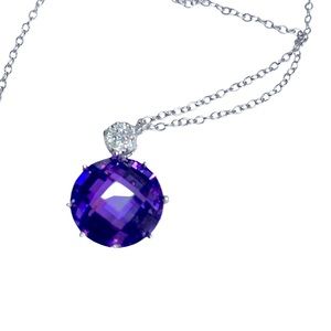 WHITE GOLD Finish Purple CRYSTAL Necklace